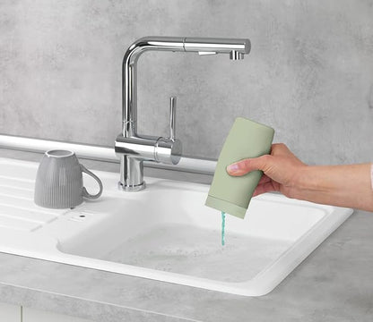 WENKO Easy Squeeze Dish Soap Dispenser for Kitchen Sink, Squeeze Bottle for Washing Up Liquid and Hand Soap, Round refillable Plastic Bottles, Easy to Fill and to use, 8.5 oz, Light Green