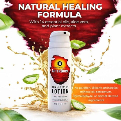 Nirvanta All-in-One AfterBurn Tan Recovery Lotion – Doctor-Formulated Aftersun Lotion w/Natural Ingredients & 14 Essential Oils for All Ages – After Sun Care for Deep Hydration & Peeling Minimization