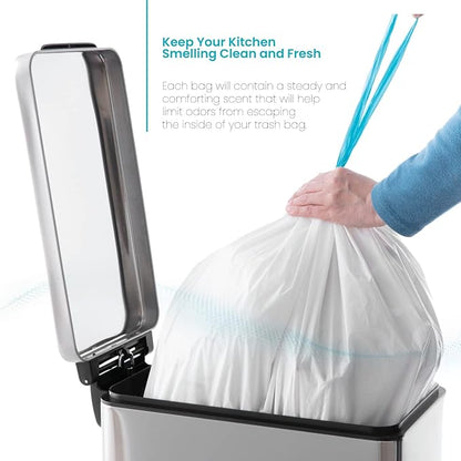 Home Zone Living 2-Pack 12 Gallon Kitchen Trash Bags with Drawstring Handles, Heavy Duty Custom Fit Design for Standard 45 to 50 Liter Kitchen Trash Cans, Code 45S, 60-Count