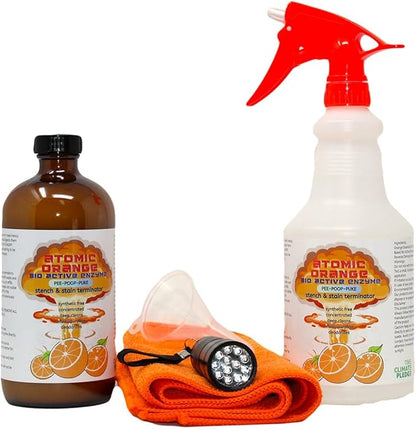 Naeterra Atomic Orange Enzyme Cleaner – Bio-Active Pet Stain & Odor Remover for Dog Urine, Feces, Vomit – 16oz Ultra Concentrate Makes 1 Gallon of Enzyme Cleaner