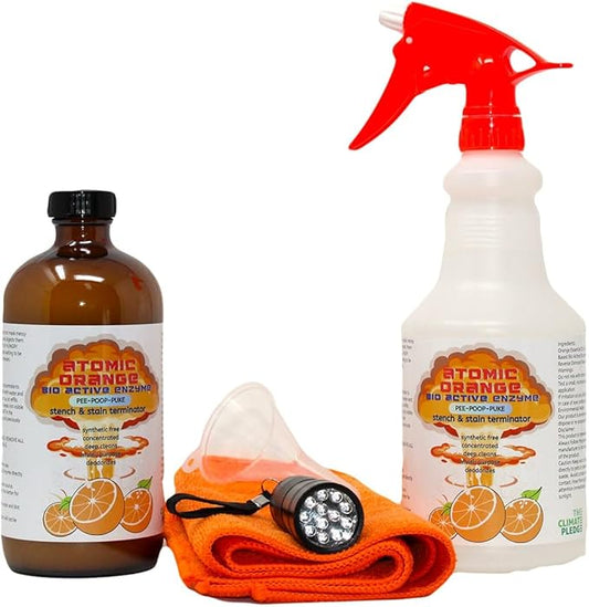 Naeterra Atomic Orange Enzyme Cleaner – Bio-Active Pet Stain & Odor Remover for Dog Urine, Feces, Vomit – 16oz Ultra Concentrate Makes 1 Gallon of Enzyme Cleaner