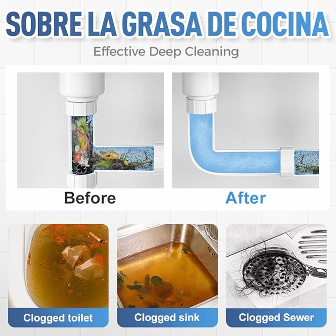 Pipeline Dredging Agent, 2025 New Powerful Powerful Pipe Dredging Agent for Bathroom Kitchen Sink And Drain Cleaner (2PCS)