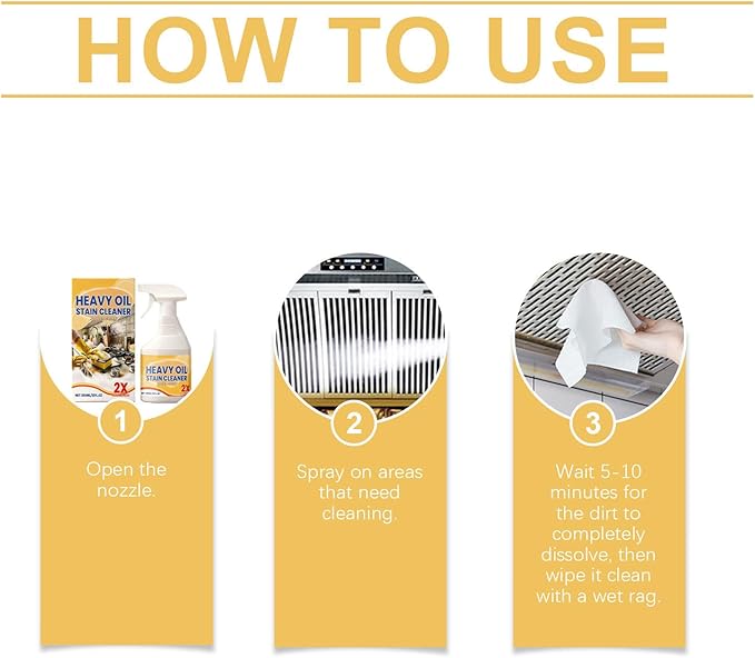 Kitchen Heavy Oil Cleaner Spray, 2026 New All Purpose Kitchens Heavy Oil Cleaning Agent, Grease Remover, All Purpose Kitchen Cleaner for Ovens Stovetops Countertops, for Stubborn Oil Stains (3PC)