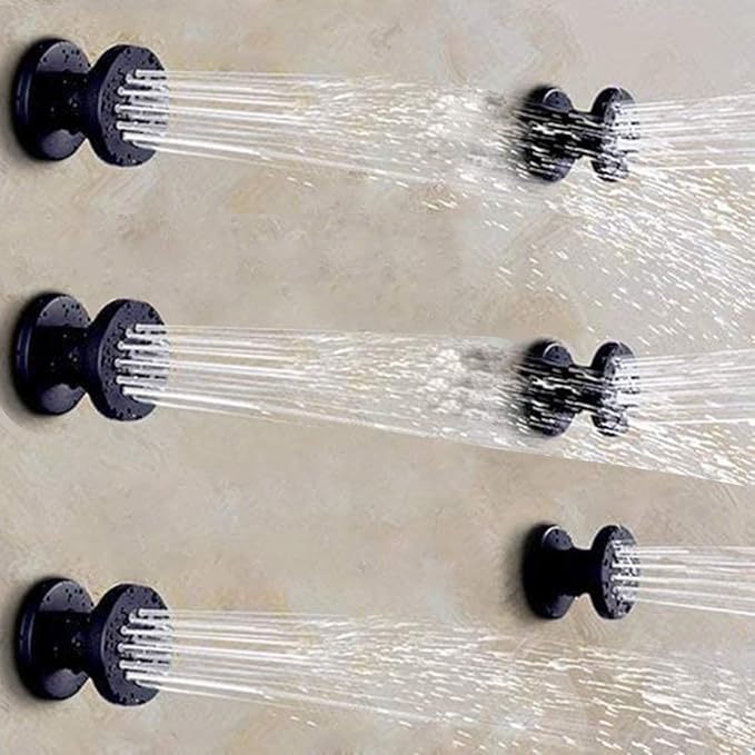 HOMEDEC 2inch Round Brass Shower Spa Massage Body Spray Wall Jets Showerhead Can Swivel, 6pcs, Matte Balck