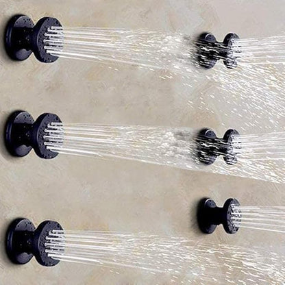 HOMEDEC 2inch Round Brass Shower Spa Massage Body Spray Wall Jets Showerhead Can Swivel, 6pcs, Matte Balck