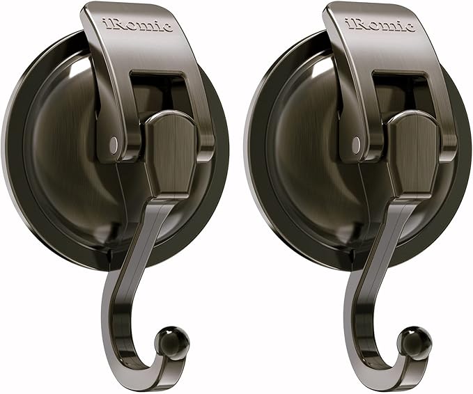 Heavy Duty Vacuum Suction Cup Hooks (2Pack) for Shower,Glass Window,Kitchen&Bathroom&Restroom Organization，Green Bronze.