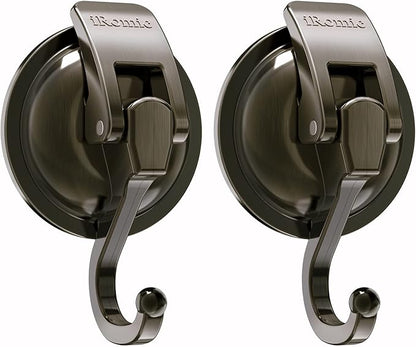 Heavy Duty Vacuum Suction Cup Hooks (2Pack) for Shower,Glass Window,Kitchen&Bathroom&Restroom Organization，Green Bronze.