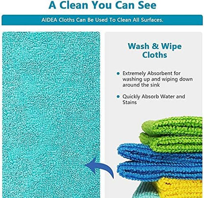 AIDEA Microfiber Cleaning Cloth, 500PK, Soft Absorbent Rags, Shop Towels, Microfiber Towels for Cars, Kitchen Towels, Dusting Cloth for Home, Window, Cleaning Supplies, 12"×12"