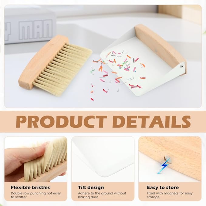 Mini Dustpan and Brush Set,Stable Dust Pans with Brush,Easy to Store and Broom and Dustpan Set,Portable Broom and Dustpan for Countertop,Table,Sofa,Furniture,Keyboard,Car,Cabinet