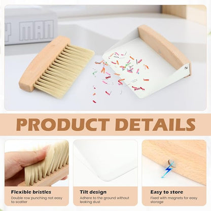 Mini Dustpan and Brush Set,Stable Dust Pans with Brush,Easy to Store and Broom and Dustpan Set,Portable Broom and Dustpan for Countertop,Table,Sofa,Furniture,Keyboard,Car,Cabinet