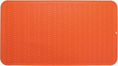 MicoYang Silicone Dish Drying Mat for Multiple Usage,Easy clean,Eco-friendly,Heat-resistant Silicone Mat for Kitchen Counter or Sink,Refrigerator or Drawer Liner Orange 4XL 32 inches x 18 inches