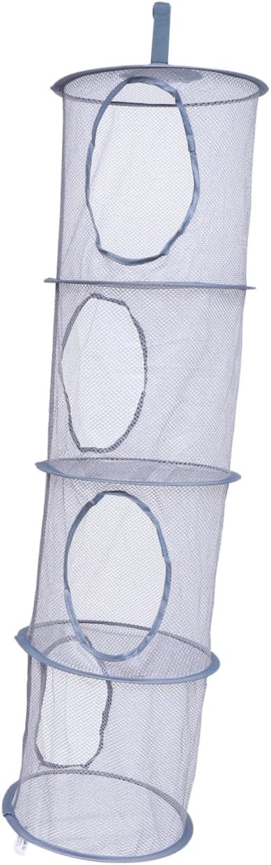 Alipis Woven Laundry Drying Basket 4 Tier Collapsible Storage Cage Small Storage Basket for Bathroom Balcony