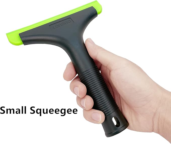 Super Flexible Silicone Squeegee, Auto Water Blade, Water Wiper, Shower Squeegee, 5.9'' Blade and 7.5'' Long Handle, for Car Windshield, Window, Mirror, Glass Door, Black Green