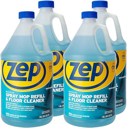 Zep Spray Mop Refill and Floor Cleaner - 1 Gallon (Case of 4) ZUMSF128 - Professional Grade Versatile Multi Surface Fresh Scent Floor Cleaner and Deodorizer