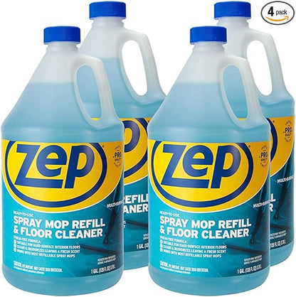 Zep Spray Mop Refill and Floor Cleaner - 1 Gallon (Case of 4) ZUMSF128 - Professional Grade Versatile Multi Surface Fresh Scent Floor Cleaner and Deodorizer