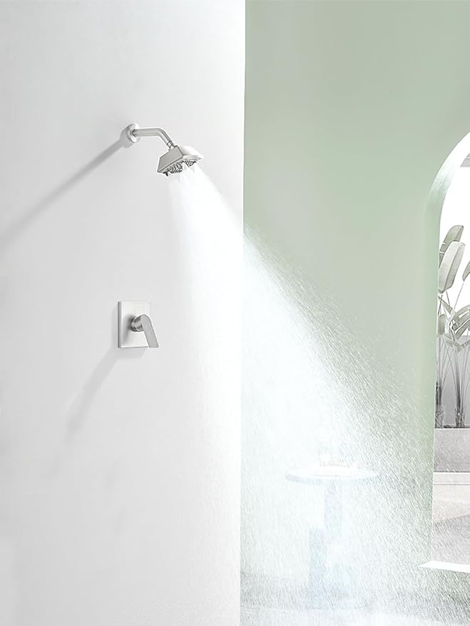 Brushed Nickel Shower Faucet Set 6 Setting Shower Head 5 Inch Shower Trim Kit Modern shower valve kit High Pressure Shower Fixtures Shower System