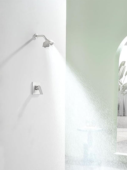 Brushed Nickel Shower Faucet Set 6 Setting Shower Head 5 Inch Shower Trim Kit Modern shower valve kit High Pressure Shower Fixtures Shower System
