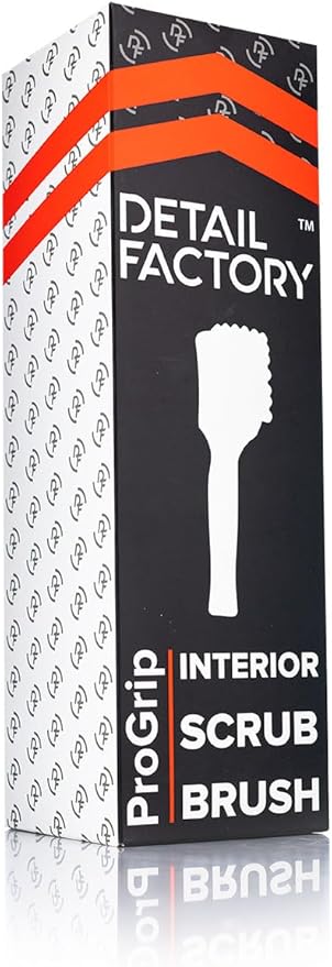 Detail Factory - ProGrip Interior Scrub Brush - Soft Bristles - Rubber Grip for Maximum Stability and Comfort - Curved Head Profile for Better Clearance - Red