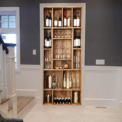 3D Door Wallpaper Self-Adhesive Sticker - Wine Cabinet Film Poster Premium PVC Waterproof Wall for Bedroom Living Room Decoration 86 x 200 cm