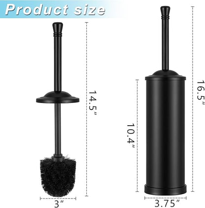 Black Toilet Brush and Holder Set,304 Stainless Steel Toilet Bowl Brush and Holder for Bathroom,Heavy Duty Toilet Brush,Durable Scrubbing Bristles,Splash Resistant,Long Handle
