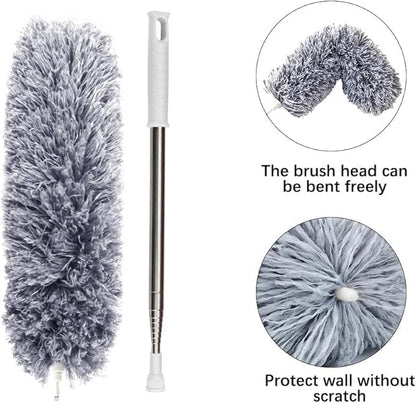 Microfiber Feather Duster Extendable Duster with 100 inches Extra Long Pole, Bendable Head & Long Handle Dusters for Cleaning Ceiling Fan, High Ceiling, Blinds, Furniture & Cars