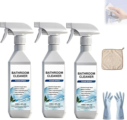 Scale Remover Bathroom Cleaner, Bathroom Cleaner Foam Spray for Shower, Glass, Stainless Steel, Tiles, Glass and Toilet, 3.38OZ (3Pcs)