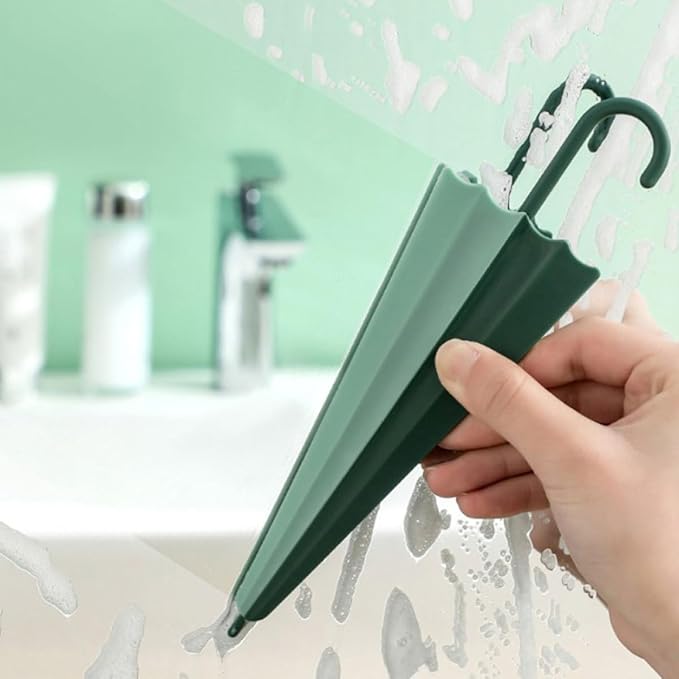 TEHAUX 4pcs Bathroom Glass Wipers Set, Mini Shower Glass Squeegee with Handle, Green Household Window and Mirror Cleaner for Bathroom and Kitchen Surfaces