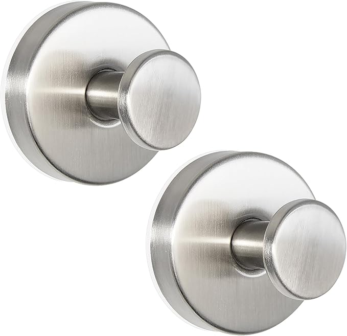 ZESLMG Nickel Suction Cup Hooks for Glass Window, Silver Shower Hook for Inside Shower, Removable Towel Hooks for Bathroom Kitchen Wall Glass Door, Wreaths Loofah Suction Hook for Hanging, 2 Pack