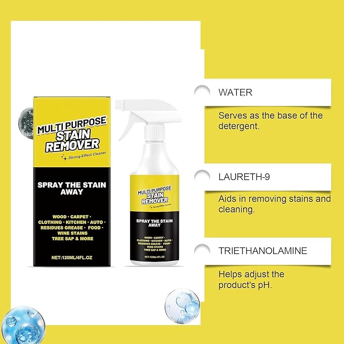 Power Spray，Multi-Purpose Stain Remover, Fast-Acting Formula for Kitchen, Floor, Toilet & Car | Hard Water Deposits, Rust Stains, Yellowing & Tough Grime | Heavy-Duty Surface Deep Cleaner