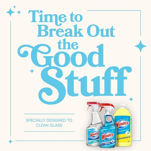 Windex Refill Original Blue Glass and Window Cleaner Bottles + 1 Reusable Spray Trigger, Surface Cleaning Spray, Original Blue Scent, 32 Fl Oz (Pack of 3)