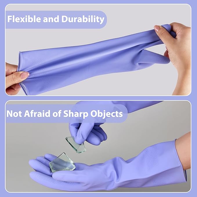 Rubber gloves for dishwashing 4 Pairs, Kitchen gloves for dish cleaning gloves, Reusable (XL, Colorful)