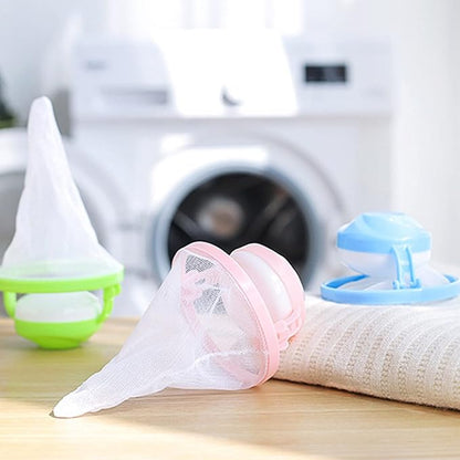 Washing Machine Hair Removal Catcher Filter Mesh Pouch Cleaning Bag Collect, 9.6×5.8cm, Blue