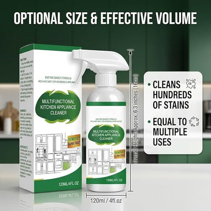 Multifunctional Kitchen Appliance Cleaner Spray Degreaser For Stove Oven Microwave Stainless Steel Pan Liquid Scrubber Remove Grease Oil Stain Residue Surface Brightening Polish 120ml(1PC)