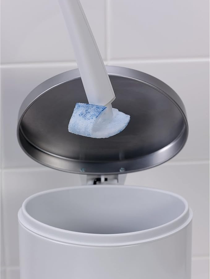 Scotch-Brite Disposable Toilet Scrubber Starter Kit, Disposable Refills with Built-In Bleach Alternative, Includes 1 Handle, Storage Caddy and 5 Refills