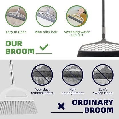 Upgraded Magic Broom, 4 in 1 Sweeper Pet Hair Remover with a Mini Squeegee, Easily Cleans The Floor Surface & Remove Dirt and Hair, for Kitchen Bathroom Cleaning Tools