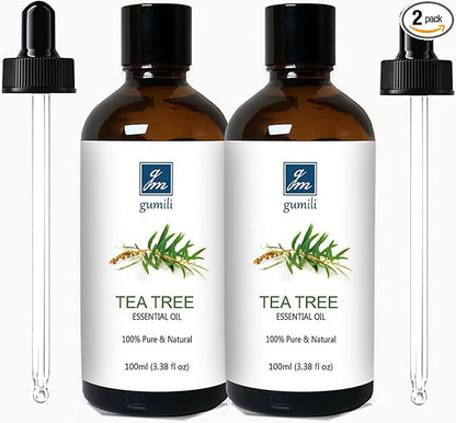 GM Gumili Pure Tea Tree Oil for Skin, Hair, Body Wash, Soap, Shampo and Conditioner, Nails, Body Oil, Aromatherapy Diffuser, 100% Natural Tea Tree Essential Oil - 200ml 6.7 Oz