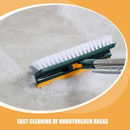 Bathroom Floor Scrub Brush with Long Handle Multi-Functional Green Tile and Carpet Scrubber for Shower and Floor Cleaning for Home Bathroom Use