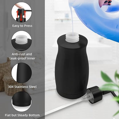 ARKTEK Matte Black Soap Dispenser Stainless Steel 13.5 OZ - Liquid Hand Lotion Dispenser Decor Refillable Dishwashing Soap Dispenser for Kitchen Bathroom Countertops Farmhouse College Dorm