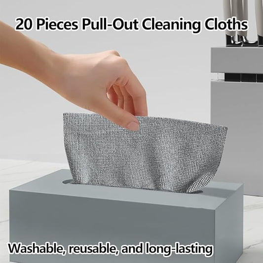 Pull-Out Microfiber Cleaning Cloths in Box, 2026 New 20 Pieces Pull-Out Cleaning Cloths, Reusable Cleaning Rags, Soft Absorbent Cloths, Streak-Free Wipes, Suitable for Kitchen Car Care (Yellow)