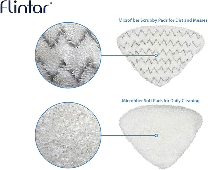 Flintar Replacement Steam Mop Pads, Compatible with Bissell PowerEdge and PowerForce Lift-Off Steam Mop 2078, 2165, 20781 Series Mop Pads Refill, 4-Pack (2 Soft + 2 Scrubby)