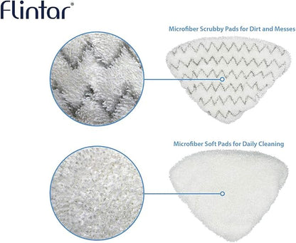 Flintar Replacement Steam Mop Pads, Compatible with Bissell PowerEdge and PowerForce Lift-Off Steam Mop 2078, 2165, 20781 Series Mop Pads Refill, 4-Pack (2 Soft + 2 Scrubby)