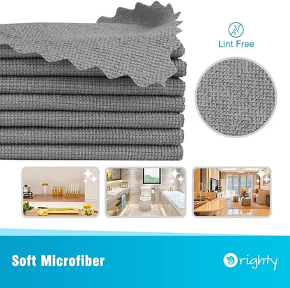 Orighty Microfiber Cleaning Cloth, 5 Pack Highly Absorbent Cleaning Rags, Household Cleaning Supplies, Reusable Lint Free Cloths Microfiber Rag for House, Kitchen, Car Care, 12x11 inch, Grey
