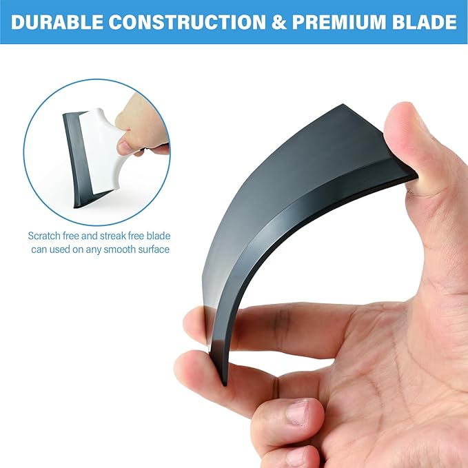 Gomake 2PCS Small Rubber Squeegee Ice Scraper Window Shower Squeegee,Auto Water Blade Squeegee for Shower Glass Door,Car Windshield, Window, Mirror, Bathroom,Countertop Cleaning (Black)
