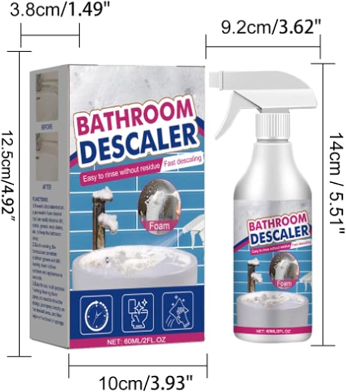 Bathroom Descaler Foam Cleaner Spray, Stubborn Stains Cleaner for Tiles, Faucets, Tubs & Glass, 60ml Each - All-Purpose Bathroom Stain Remover, Fresh Scent (3)