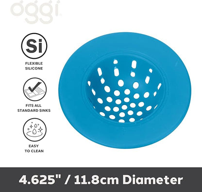 OGGI Silicone Sink Strainer- Great Kitchen Sink Strainer, Sink Drain Strainer, Drain Stopper, Sink Plug, 4.6˝ Diameter Rim, Turquoise (Pack of 2)