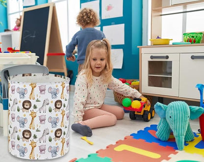 Kids Laundry Basket Animal Hamper for Nursery Boy and Girl Cute Kids Toys Storage Bin Organizer Room Decor for Home(Zoo)