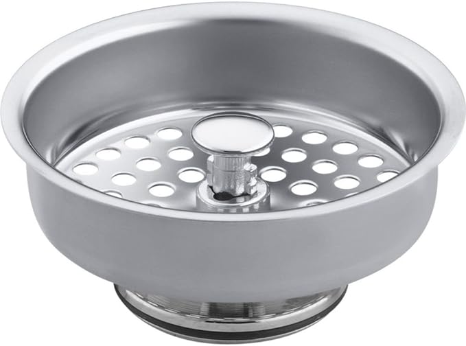 KOHLER K8803-CP Duostrainer Sink Strainer Basket, Removeable Stainless Steel Open/Close Stopper, Tight Seal, Polished Chrome