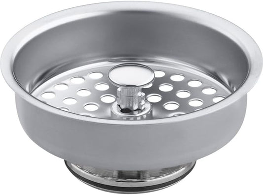 KOHLER K8803-CP Duostrainer Sink Strainer Basket, Removeable Stainless Steel Open/Close Stopper, Tight Seal, Polished Chrome