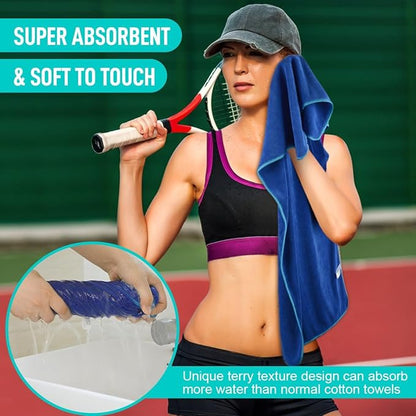 SINLAND Microfiber Gym Towels Super Absorbent Compact Travel Workout Towel Quick Dry Camping Sweat Towel for Sports Beach Swimming Backpacking Hiking and Yoga Men Women 16 Inch X 32 Inch