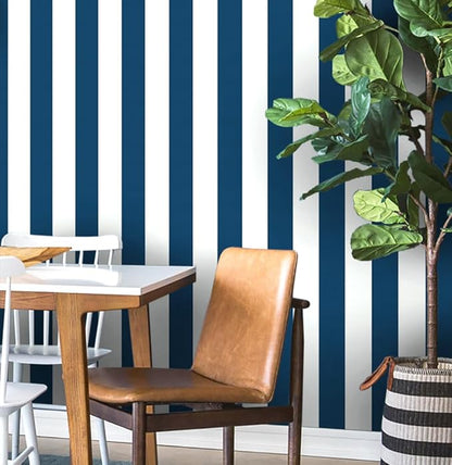 Guvana 118"x17.7" Blue and White Striped Contact Paper Navy Blue Peel and Stick Wallpaper Modern Removable Wallpaper Self-Adhesive Wall Paper for Accent Wall Countertop Shelf Drawer Decor